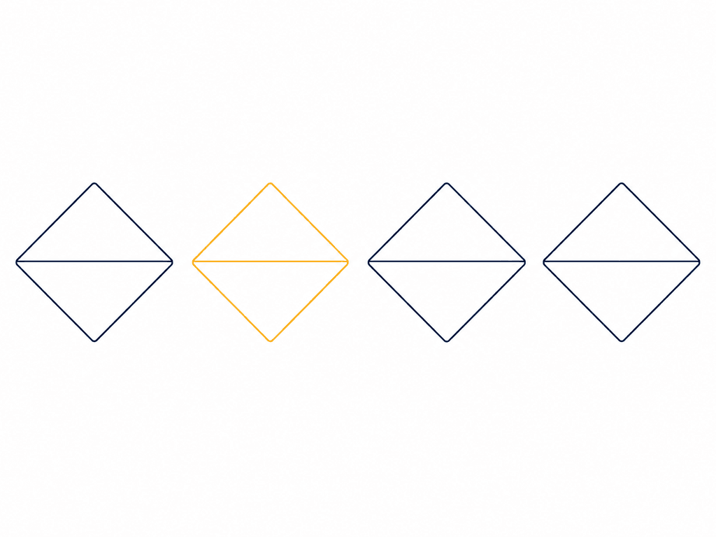 Structural sketch of four blank hazard label diamonds with upper and lower zones